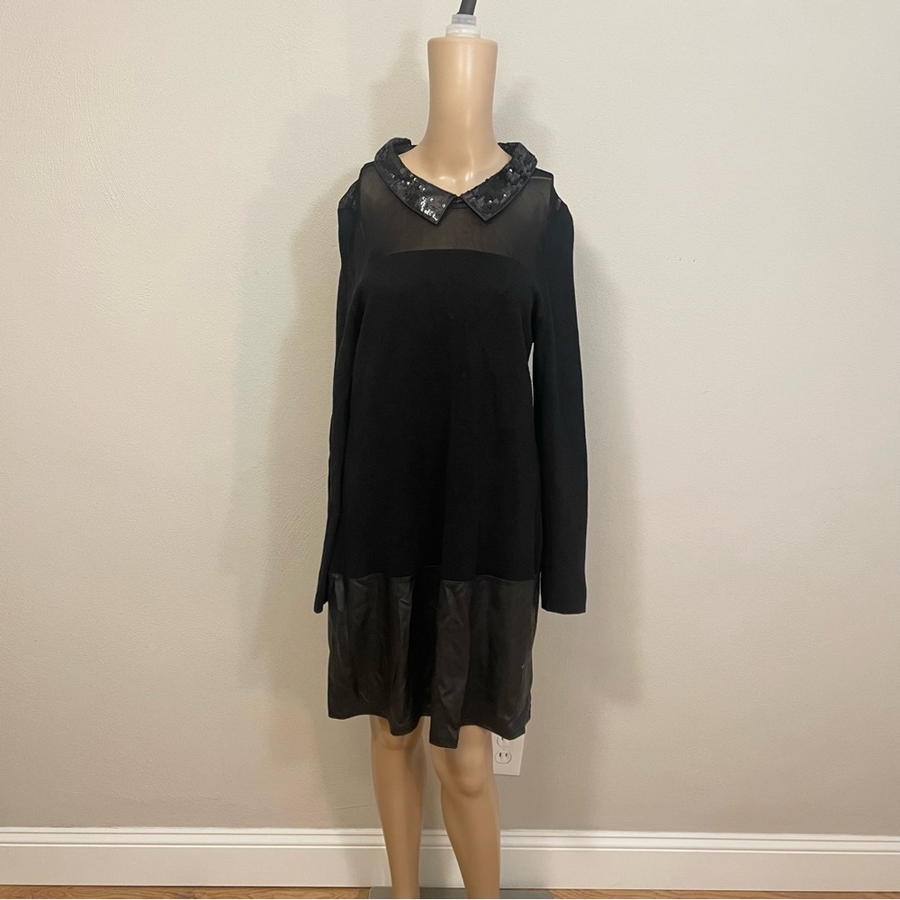 Victoria's Secret Black Sequin Collar Mesh Sweater Dress
